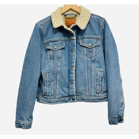 Levi's Sherpa Lined Jean Denim Jacket Light Wash L